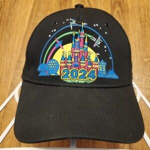 Walt Disney World 2024 Castle Hat Adult Strapback Black Disney Parks‎
